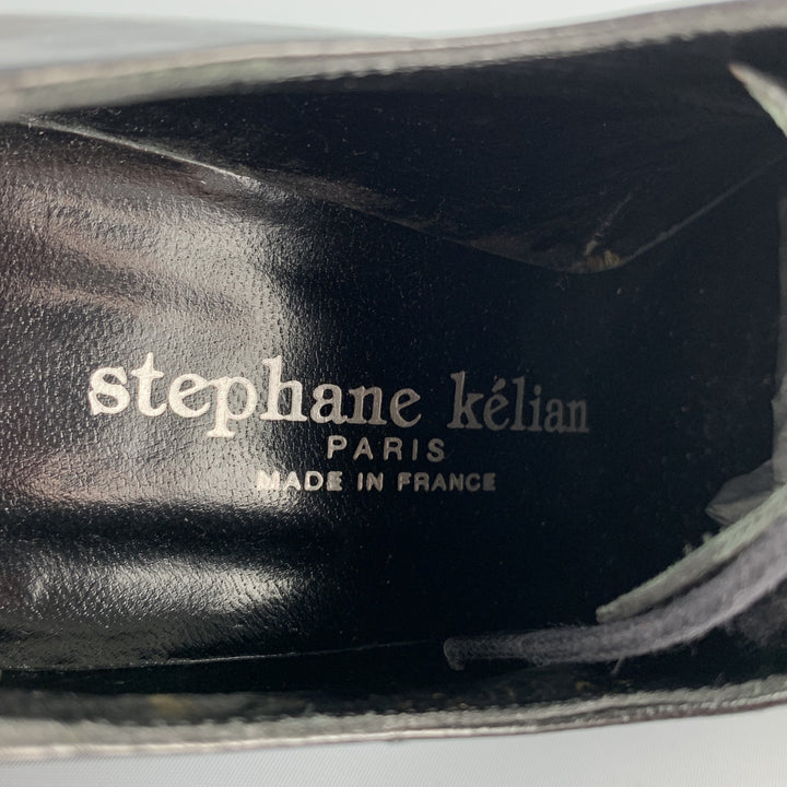 STEPHANE KELIAN Taille 7.5 Brogues à talons empilés en cuir noir et multicolore