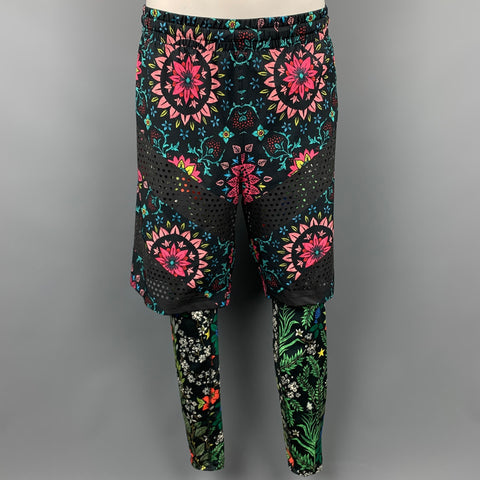 RICCARDO TISCI x NIKE Talla M Pantalones casuales de mezcla de poliéster floral multicolor