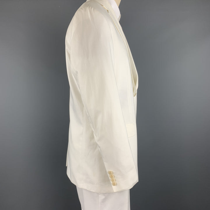 BOSS by HUGO BOSS Size 40 White Cotton Notch Lapel  Suit
