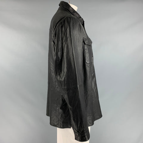 JOHN VARVATOS * U.S.A. Size XXL Black Leather Shirt Jacket