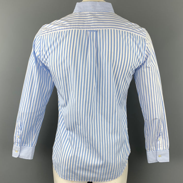 WOOSTER + LARDINI Size M Blue & White Stripe Cotton Long Sleeve Shirt