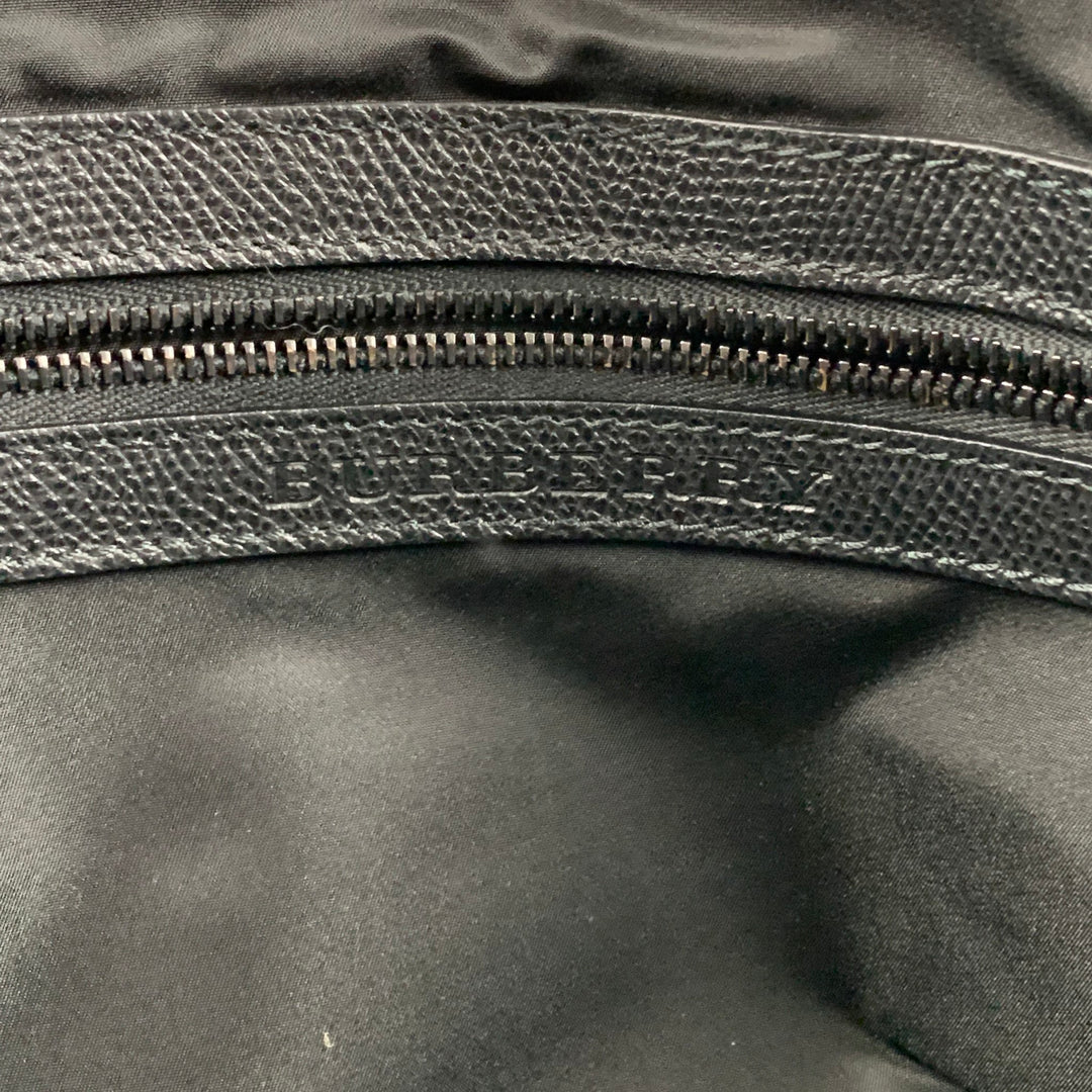 BURBERRY Black Grey Plaid Nylon Messenger Bag