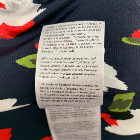 ESCADA Taille 6 Veste surdimensionnée en viscose à imprimé abstrait bleu marine et blanc