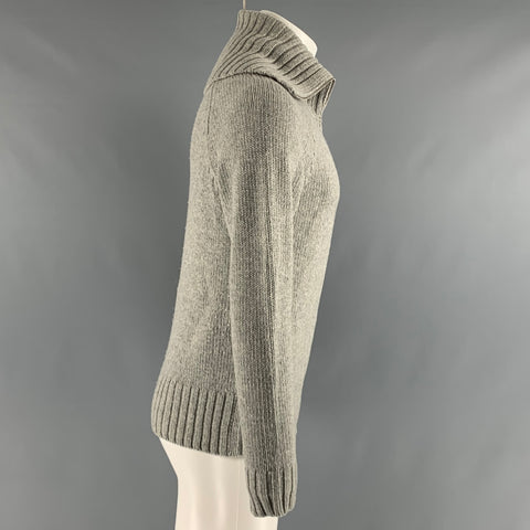 DRIES VAN NOTEN Size S Grey Wool Zip Up Cardigan