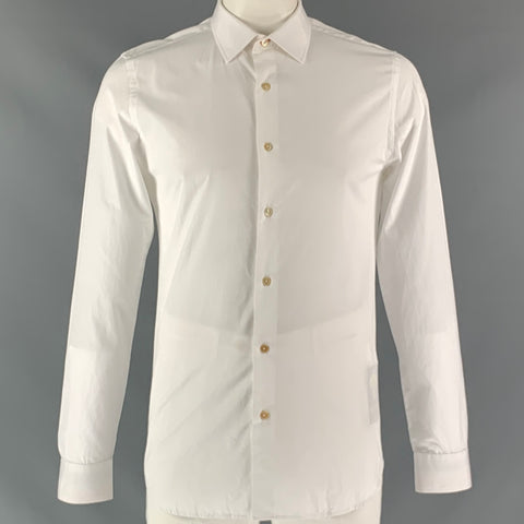PAUL SMITH Size L Solid Cotton Button Up White Long Sleeve Shirt