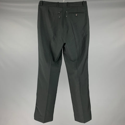 MAISON MARTIN MARGIELA Taille 30 Pantalon de costume de smoking en laine noire Mohair