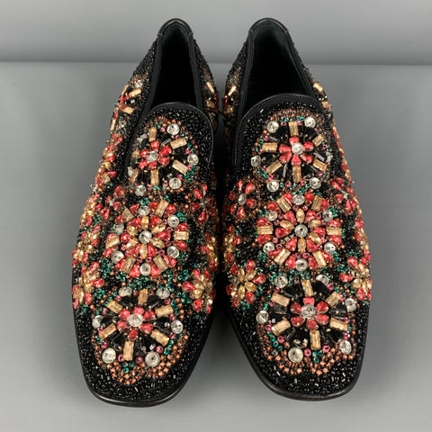 DONALD J PLINER SIGNATURE Size 9.5 Multi-Color Encrusted Leather Slip On Loafers