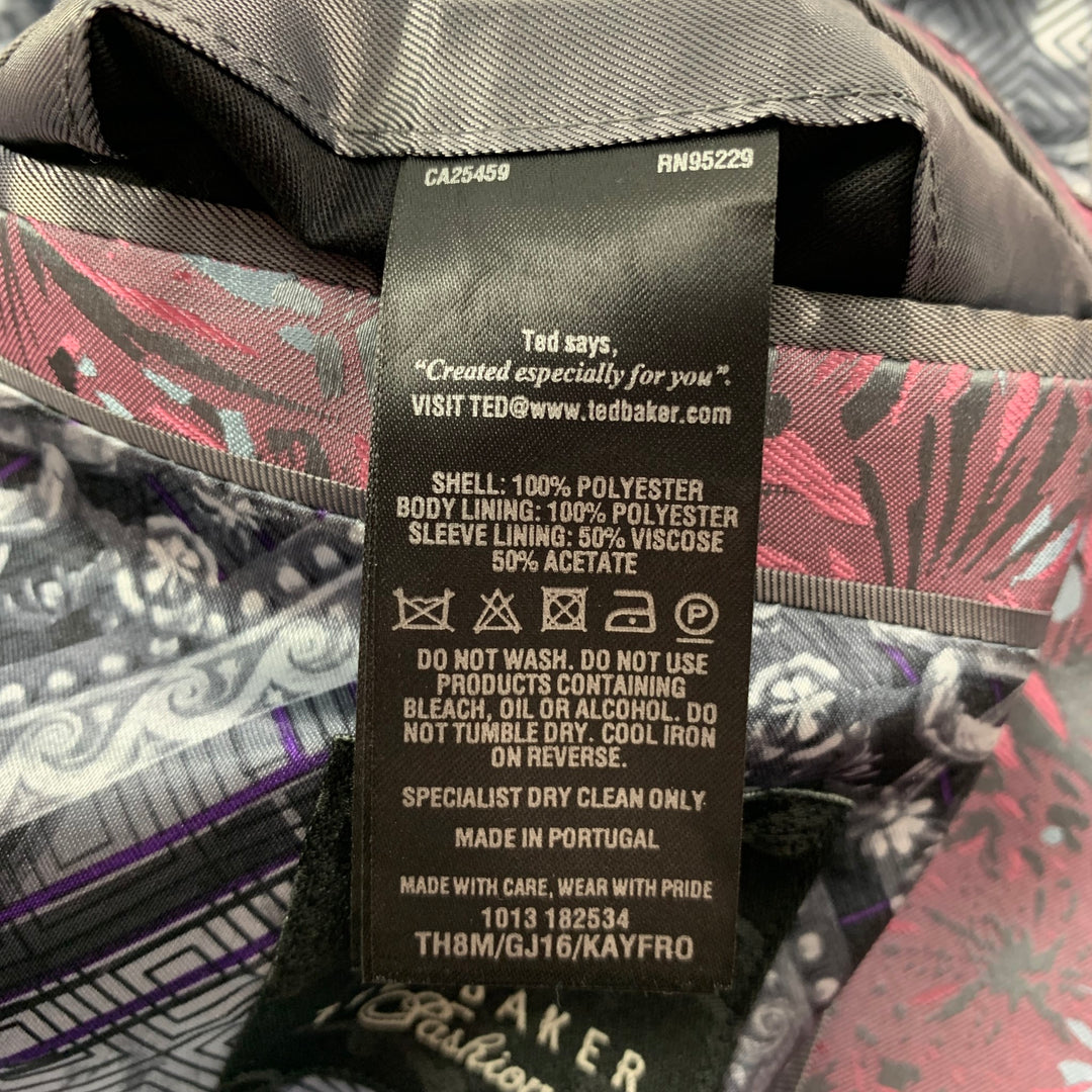 TED BAKER Size 42 Pink Steel Blue Jacquard Polyester Sport Coat