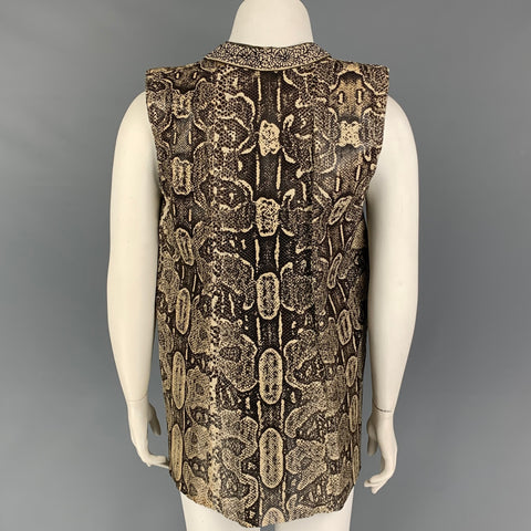 VINTAGE Size M Beige Brown Snake Skin A-Line Vest