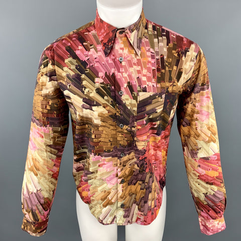 PAUL SMITH Taille M Imprimer Chemise à manches longues boutonnée en coton marron et rose