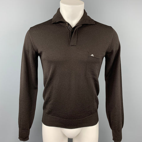 J.LINDEBERG Pull en Laine Mérinos Marron Taille S