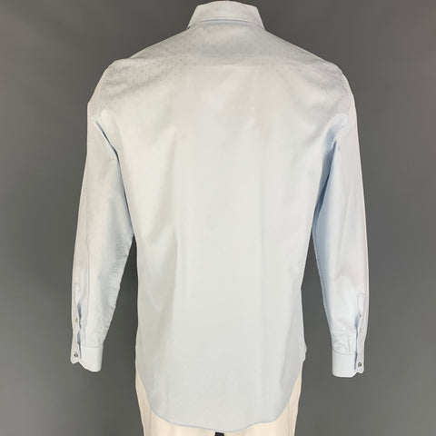 LOUIS VUITTON Size XL Light Blue Monogram Cotton Button Up Long Sleeve Shirt
