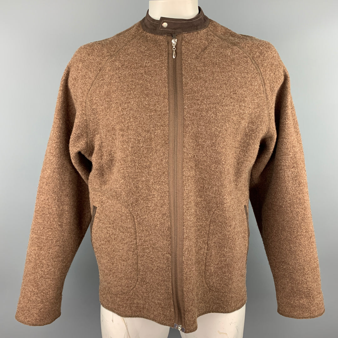 RYAN ROBERTS Size L Brown Wool Zip Up Jacket