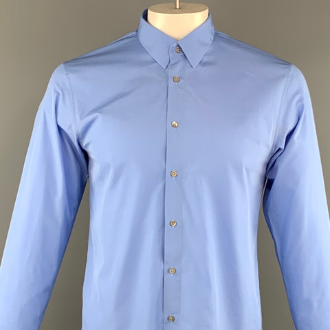 JIL SANDER Taille L Chemise à manches longues boutonnée en coton bleu