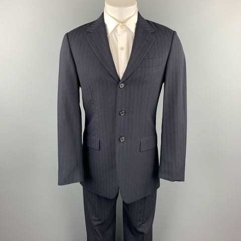 PRADA Size 38 Regular Navy Stripe Wool Blend Notch Lapel Suit