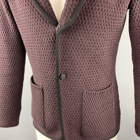 LARDINI Plum Knitted Wool Shawl Collar Chest Size M Sport Coat