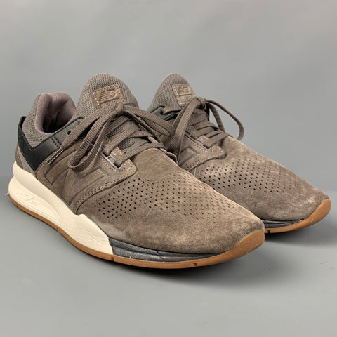 NEW BALANCE 24/7 Size 11.5 Grey Perforated Suede Sneakers
