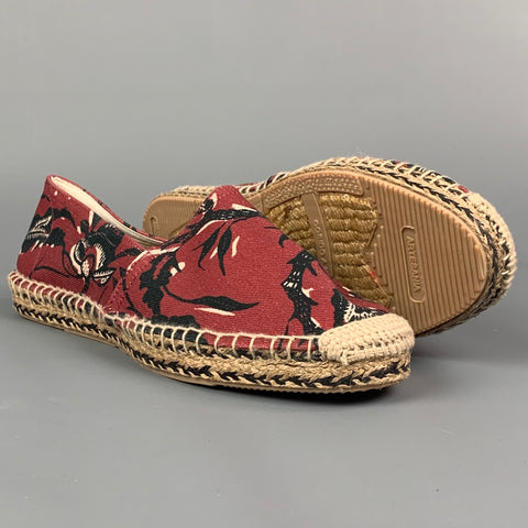 ISABEL MARANT Alpargatas planas de lona negra y burdeos talla 10