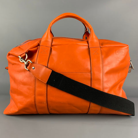 JACK SPADE Orange Leather Rectangle Duffle Bag