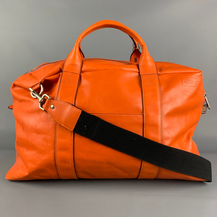 JACK SPADE Orange Leather Rectangle Duffle Bag