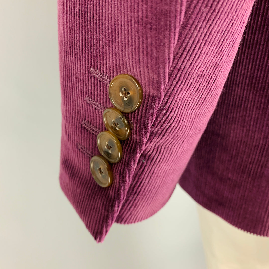 ETRO Taille 42 Manteau de sport en velours côtelé violet mélangé à revers cranté