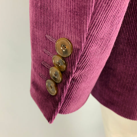 ETRO Size 42 Purple Corduroy Cotton Blend Notch Lapel Sport Coat