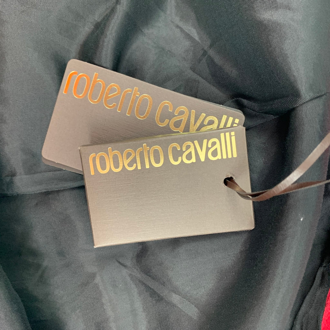 ROBERTO CAVALLI Size 34 Fuchsia Jacquard Linen / Silk Notch Lapel Sport Coat
