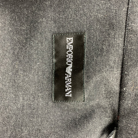 EMPORIO ARMANI Size S Charcoal Wool Hidden Buttons Long Sleeve Shirt