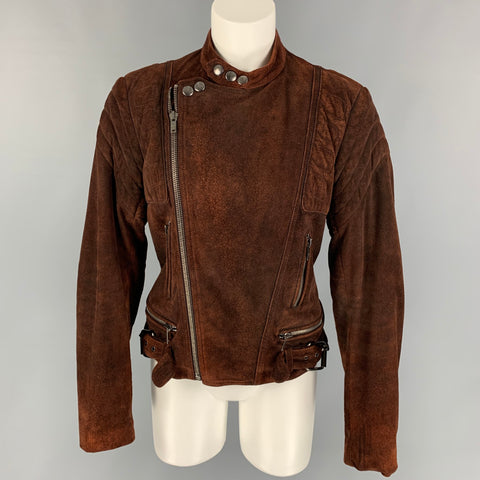 Colección RALPH LAUREN Talla L Chaqueta motera de ante texturizada óxido