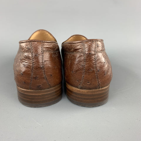 GRAVATI Talla 7.5 Mocasines Horsebit de piel de avestruz marrón