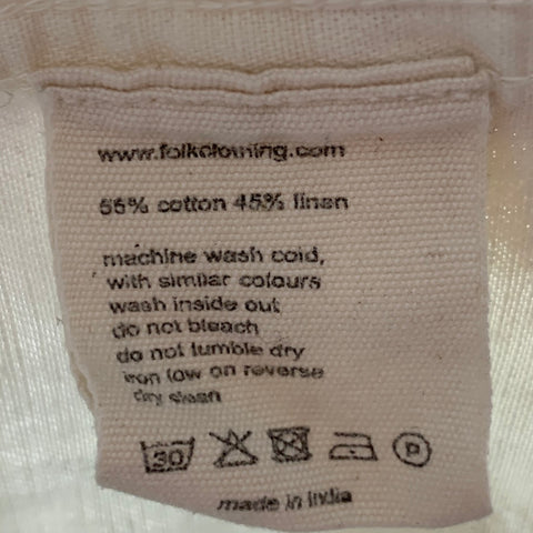 FOLK Taille M Chemise à manches courtes en coton/lin à pois jaune crème