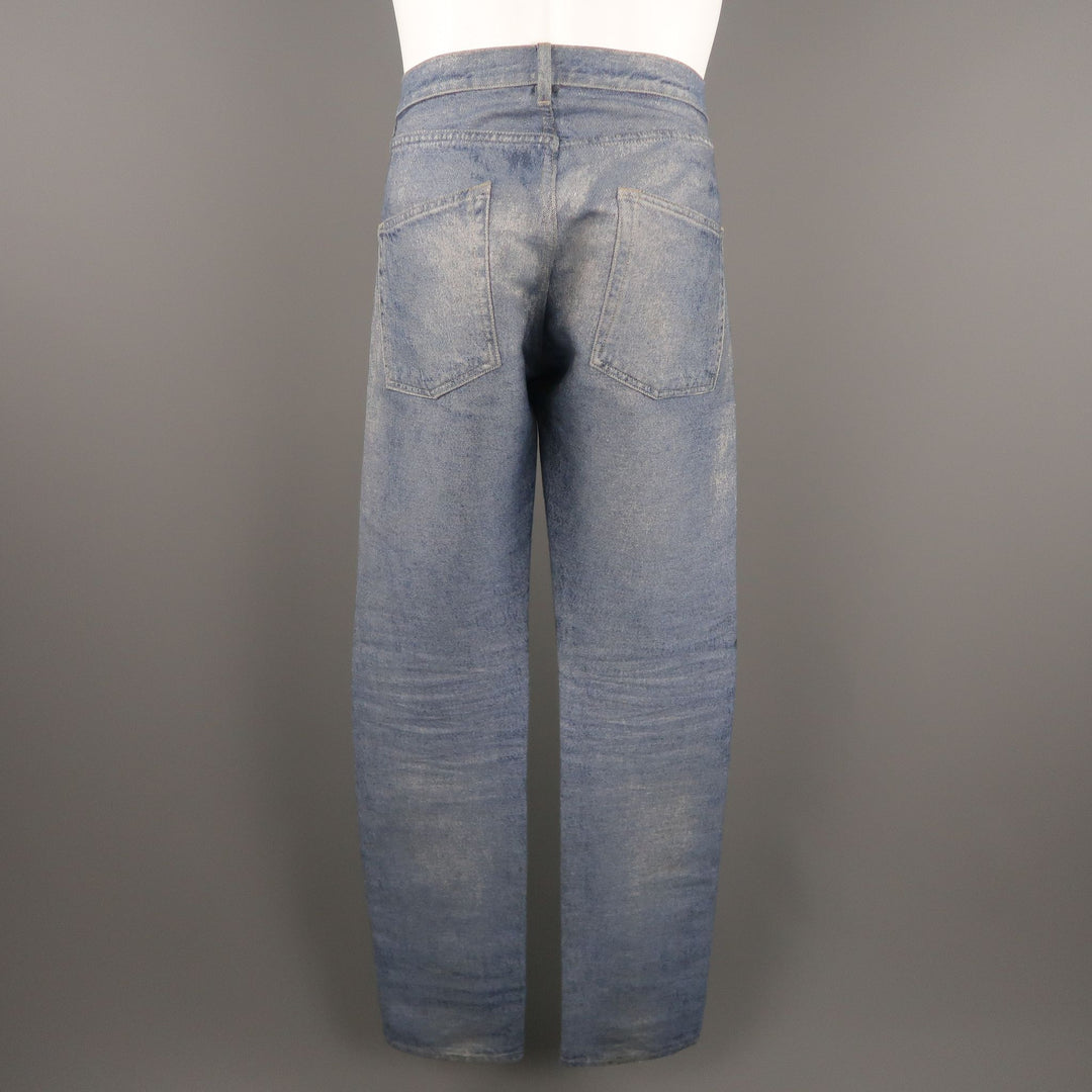 CALVIN KLEIN COLLECTION Size 32 Indigo Wash Cotton Blend Jeans