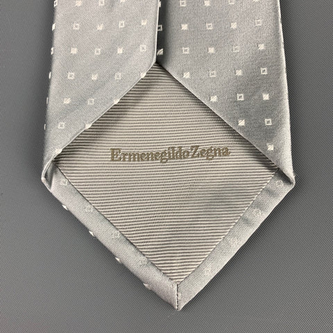 ERMENEGILDO ZEGNA Silver Squares Silk Tie