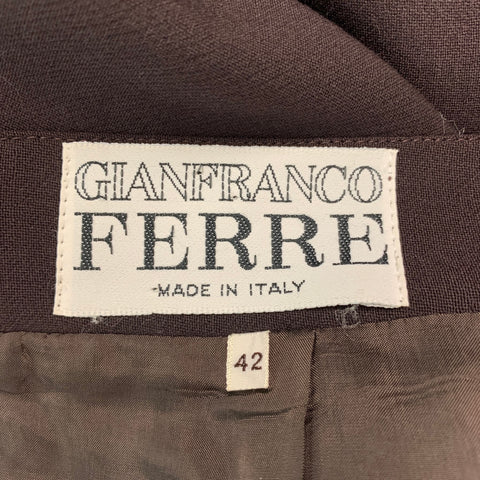 GIANFRANCO FERRE Size 6 Brown Wool Pencil Skirt