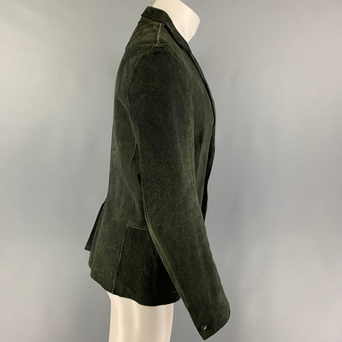 INCARNATION Size M Forest Green Suede Contrast Stitch Leather Jacket