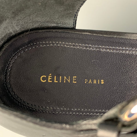 CELINE Size 8 Black Brown Platform Wedges