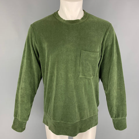 UNIVERSAL WORKS Size M Olive Cotton Polyester Crew-Neck Pullover