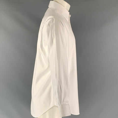 ARMANI COLLEZIONI Size M Solid Button Up White Cotton Long Sleeve Shirt
