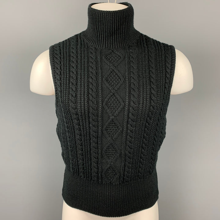 vintage JUNIOR GAULTIER Taille M Laine tricotée noire / Gilet col roulé acrylique