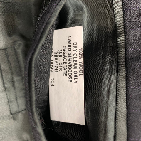 JOHN VARVATOS * U.S.A. Size 38 Regular Black Stripe Wool Peak Lapel Suit