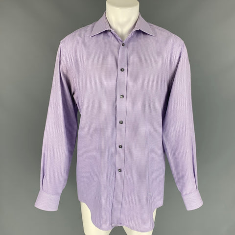 PAUL SMITH Size M Lavender & White Checkered Cotton Button Down Long Sleeve Shirt