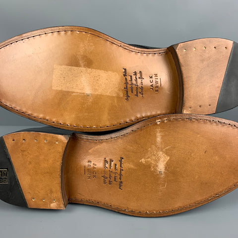 JACK ERWIN Size 11 Black Perforated Leather Wingtip Ankle Boots