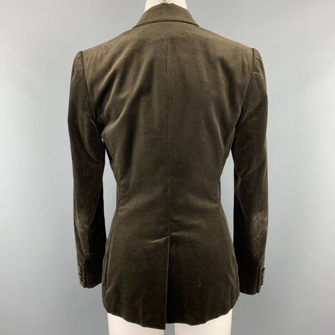 RALPH LAUREN Talla 8 Blazer de tres botones de terciopelo marrón