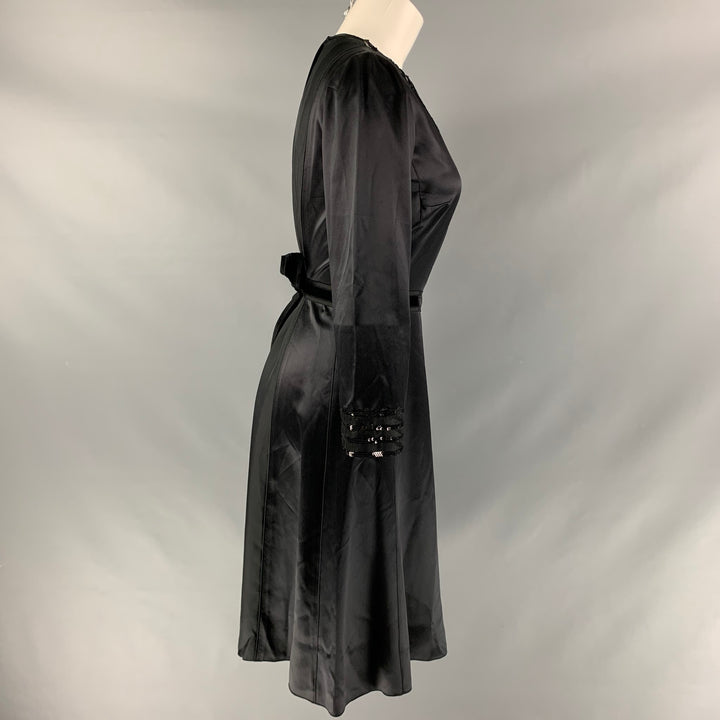 MARC JACOBS Size 4 Black Silk Solid A-Line Dress