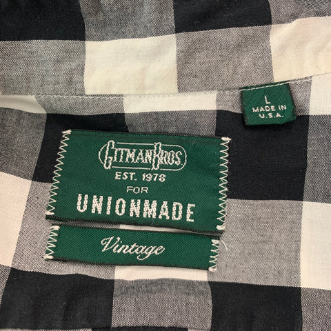 GITMAN VINTAGE Size L Black White Buffalo Plaid Cotton Tunic Long Sleeve Shirt