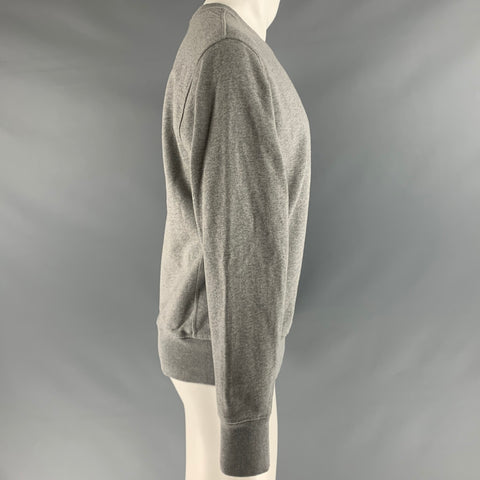 HELMUT LANG Size M Grey Blue Logo Cotton Crew-Neck Sweatshirt