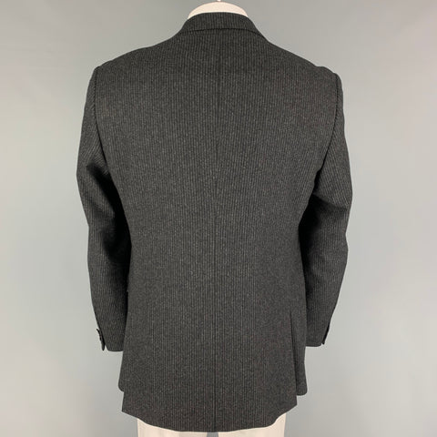 POLO by RALPH LAUREN 42 Long Charcoal Pinstripe Wool / Cashmere Notch Lapel  Suit
