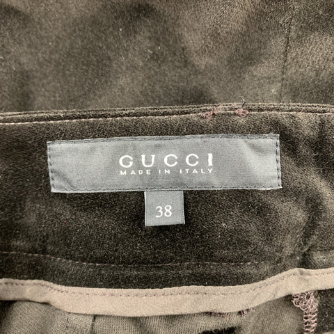 GUCCI Size 4 Brown Cotton Velvet Straight Leg Dress Pants