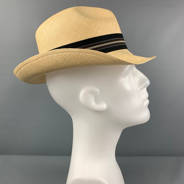 VINTAGE Natural Woven Straps Panama Fedora Hat
