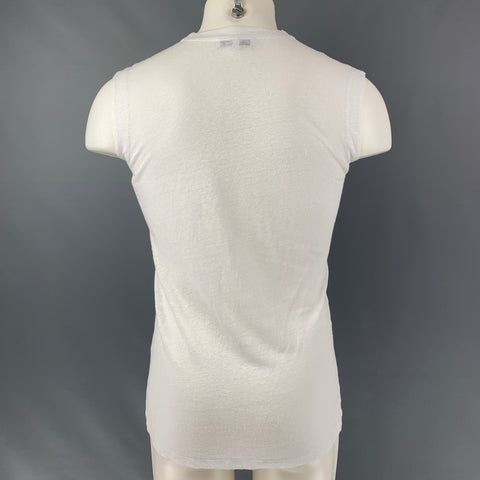 IRO Tissa Size XS White Solid Linen Sleeveless Tank Top